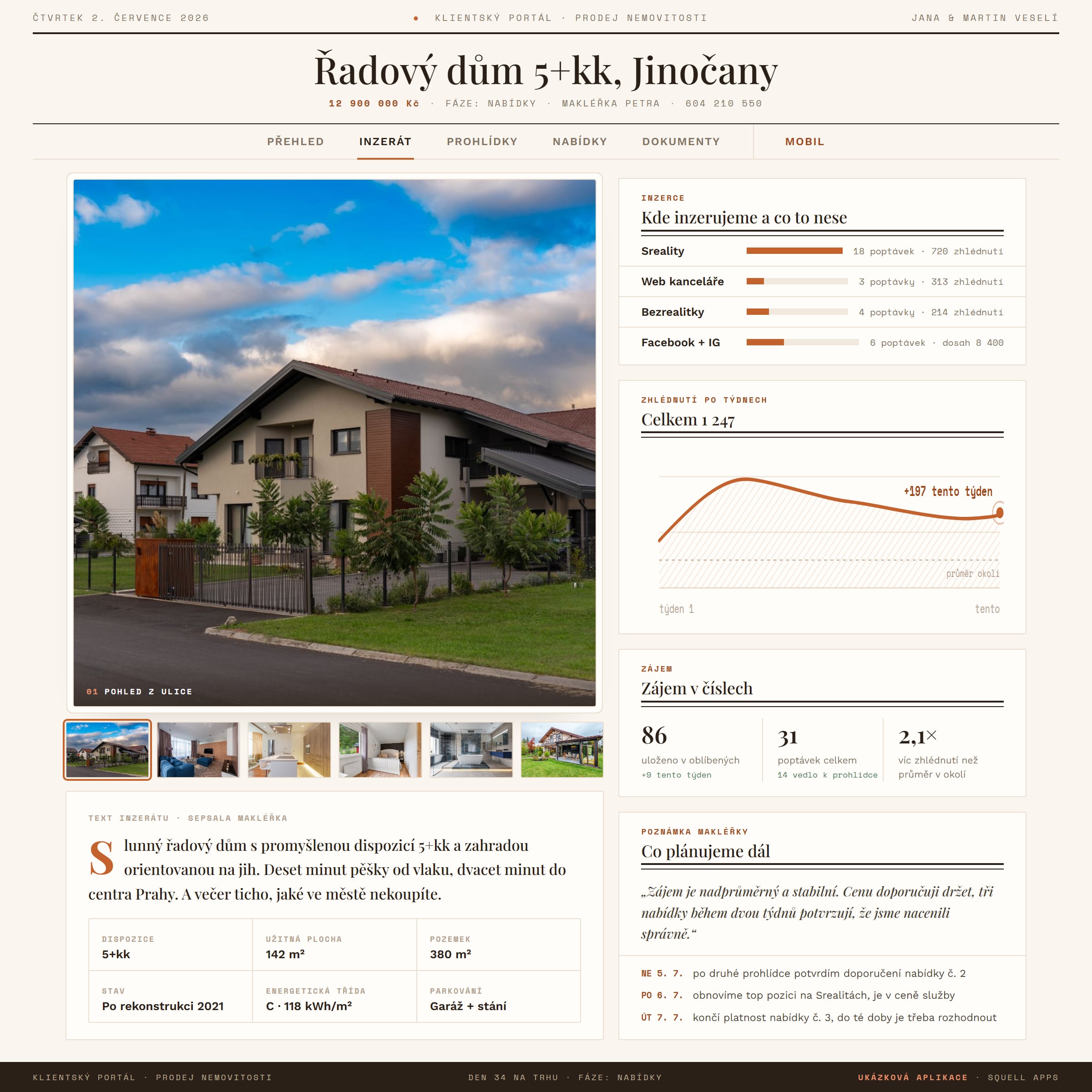 Klientský portál realitní kanceláře — Inzerát a jeho výkon